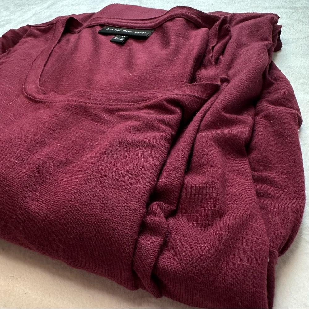 Lane Bryant Women’s Wine Burgundy Knit Flounce Maxi Dress, size 18/20 - Picture 16 of 16